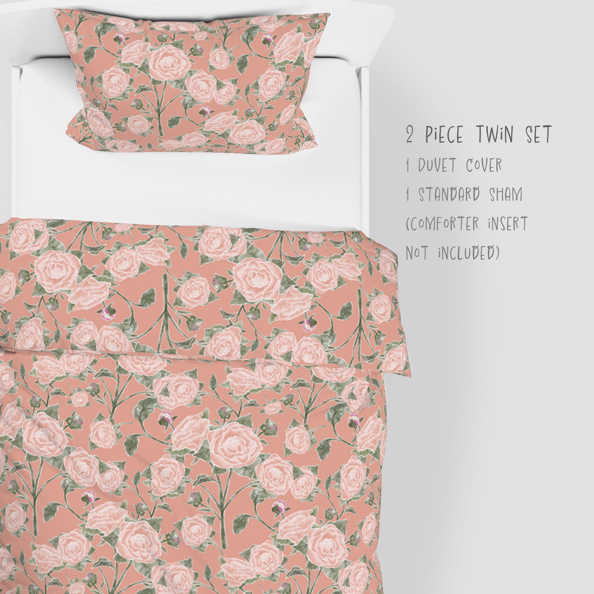 2 Piece Pretty In Peony Mary's Garden Bedding Set in Pink