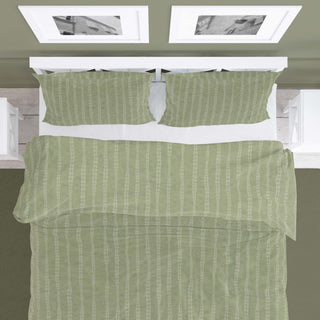 Retro Mid Century Stripe on Sage Green Duvet Cover and Matching Shams - Comforter Insert Not Included