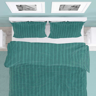 Retro Mid Century Stripe on Teal Duvet Cover and Matching Shams