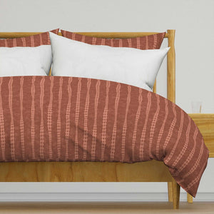 Retro Mid Century Stripe on Rust Brown Duvet Cover Bedding
