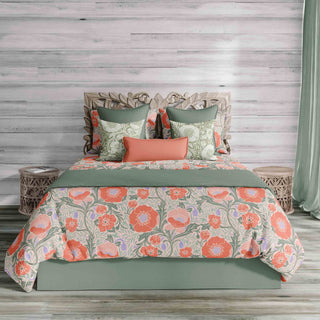 Large bright Poppies on peach background 100% Cotton Duvet Cover