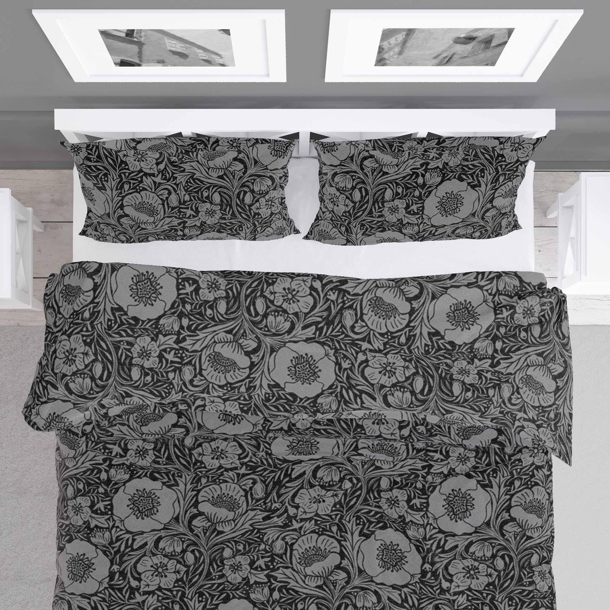 Poppies on Black duvet cover and matching shams