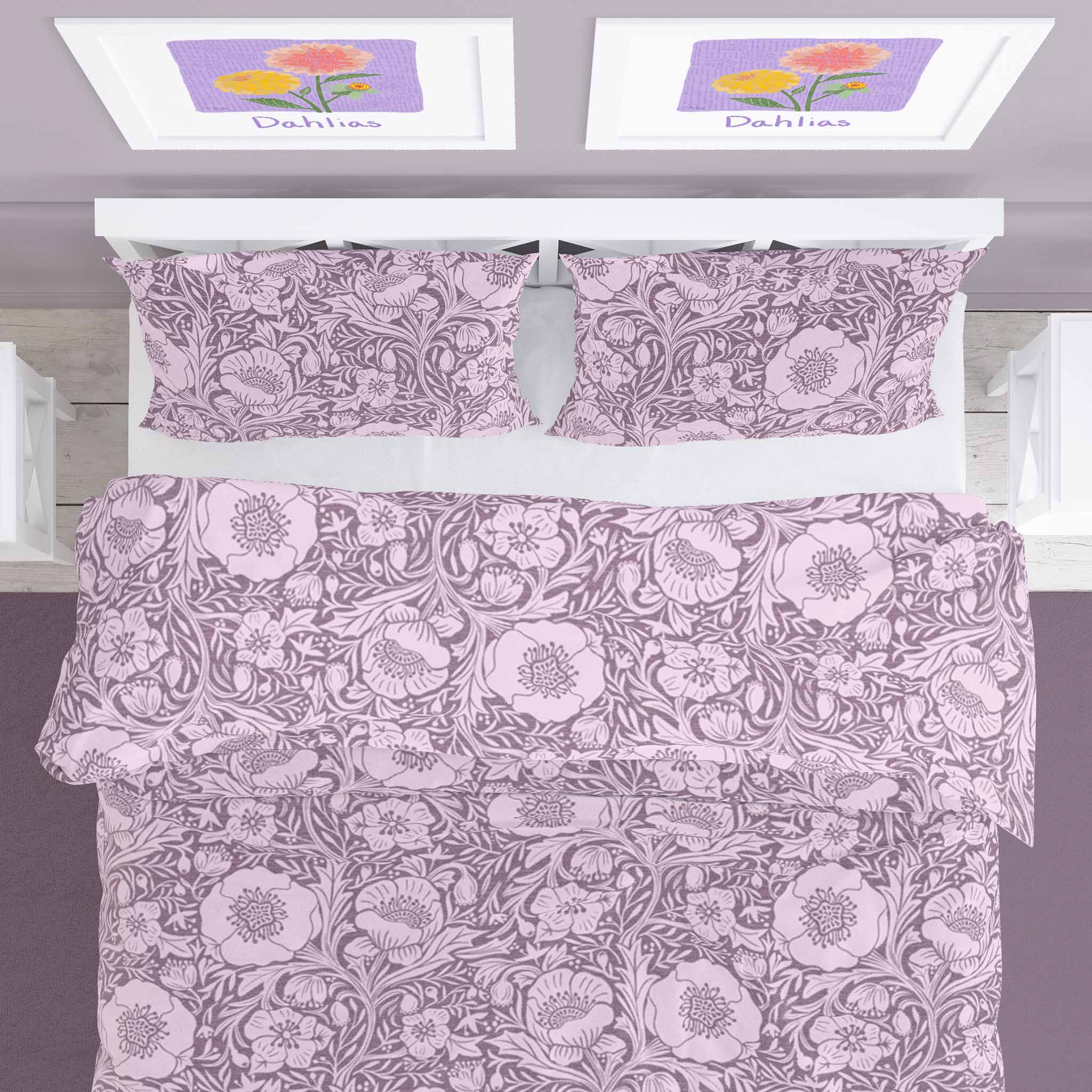 Large bright Poppies on purple background 100% Cotton Duvet Cover