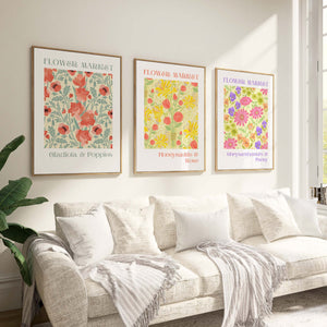 Pair our Chrysanthemum and Pansy Flower Market Giclee print with our other flower market prints for a gallery wall full of flowers