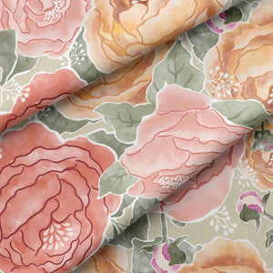 Pretty in Peony Bedding Collection Sage Background Fabric Sample