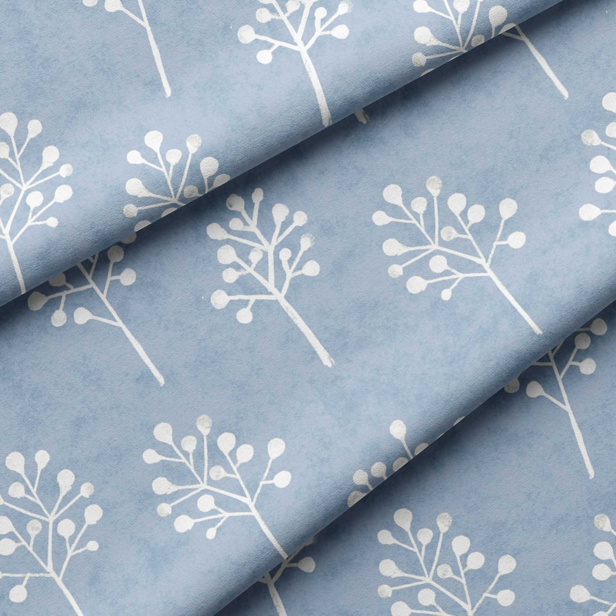 Pretty in Peony Baby’s Breath Blue Fabric Close up