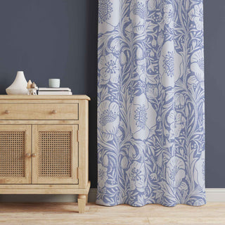 Blue floral design curtain. Add 2 panels to your cart for a complete window treatment.