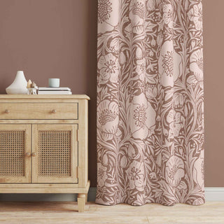 Brown and beige floral design curtain. Add 2 panels to your cart for a complete window treatment.