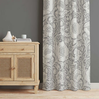 Gray Poppies floral design curtain. Add 2 panels to your cart for a complete window treatment.