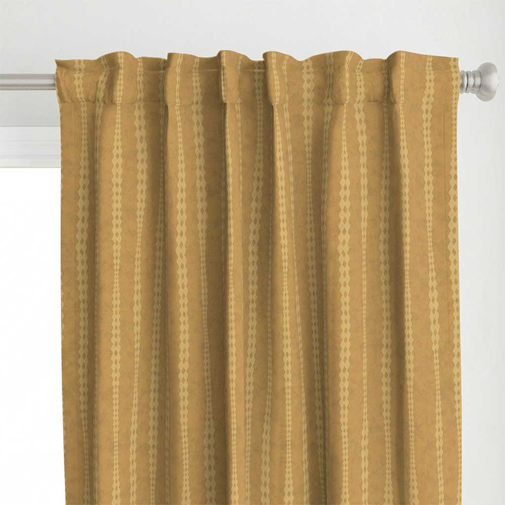 Top detail of the irregular hand-drawn stripes on a honey gold background with a slight watercolor texture curtain.