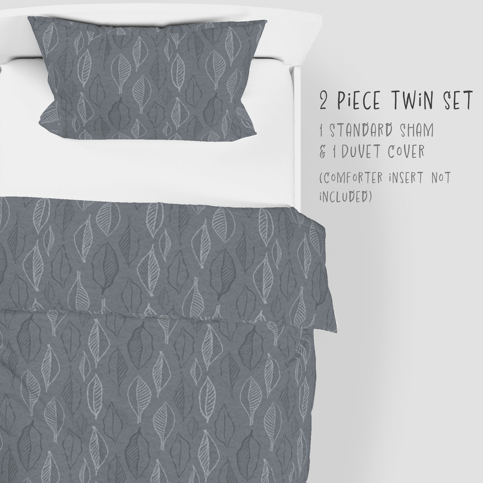 2 Piece Set for Twin sizes - Botanical Boho Fall Cabin Leaves Cotton Bedding comes with Duvet cover and one Sham