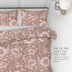 Poppies on brown background 100% Cotton Duvet Cover: King, Cal King, Queen and Full sizes.