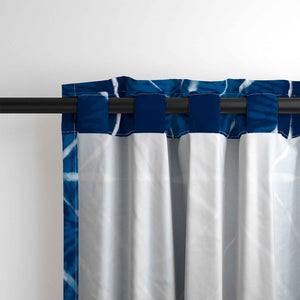 Back detail of the my indigo tie dye cabana x-large pattern curtain.