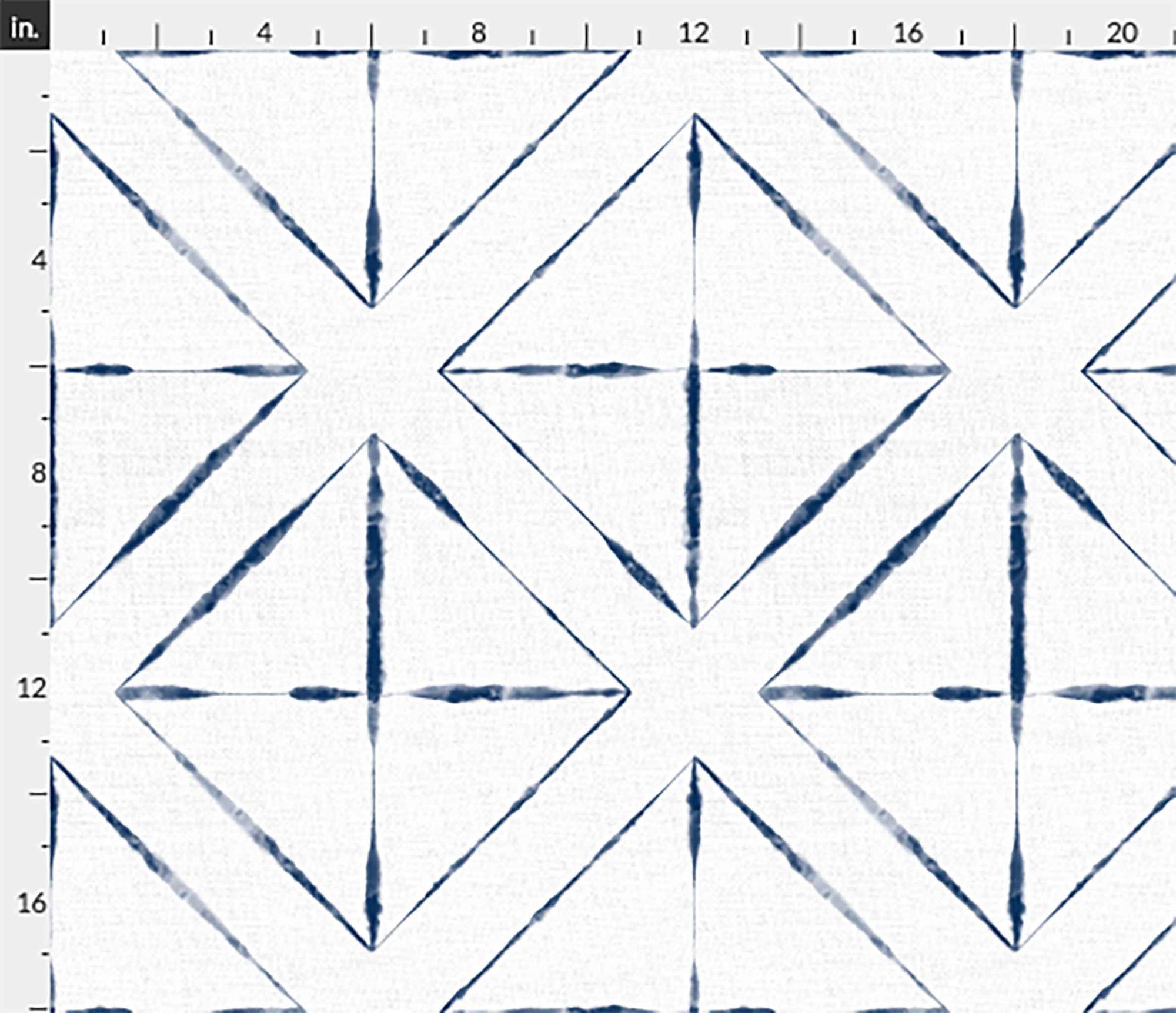 Shibori Indigo Tie Dye Cabana Smaller Pattern on White Peel & Stick and Pre-Pasted Wallpaper scale example