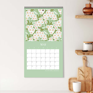 2025 Wall Calendar with May Flowers: Hawthorne and Lily of the Valley Flowers 