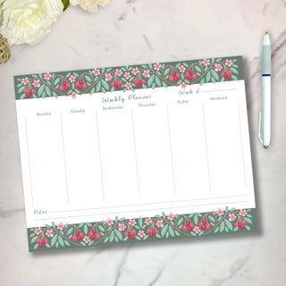 Cherries design 50 page note pad weekly planner. 11 x 8.5 inches.