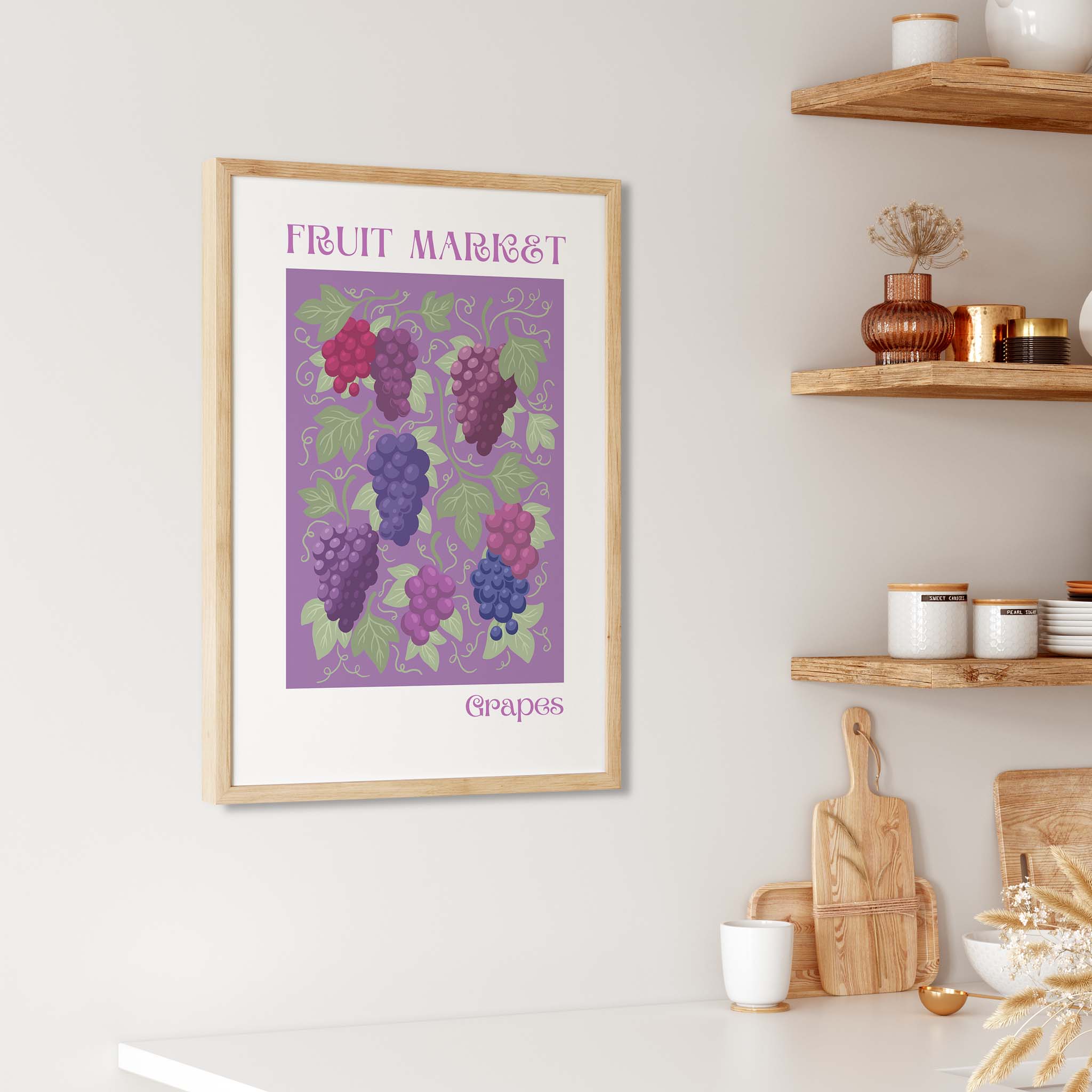 Grapes Fruit Market art print available in multiple sizes with Museum quality paper and inks