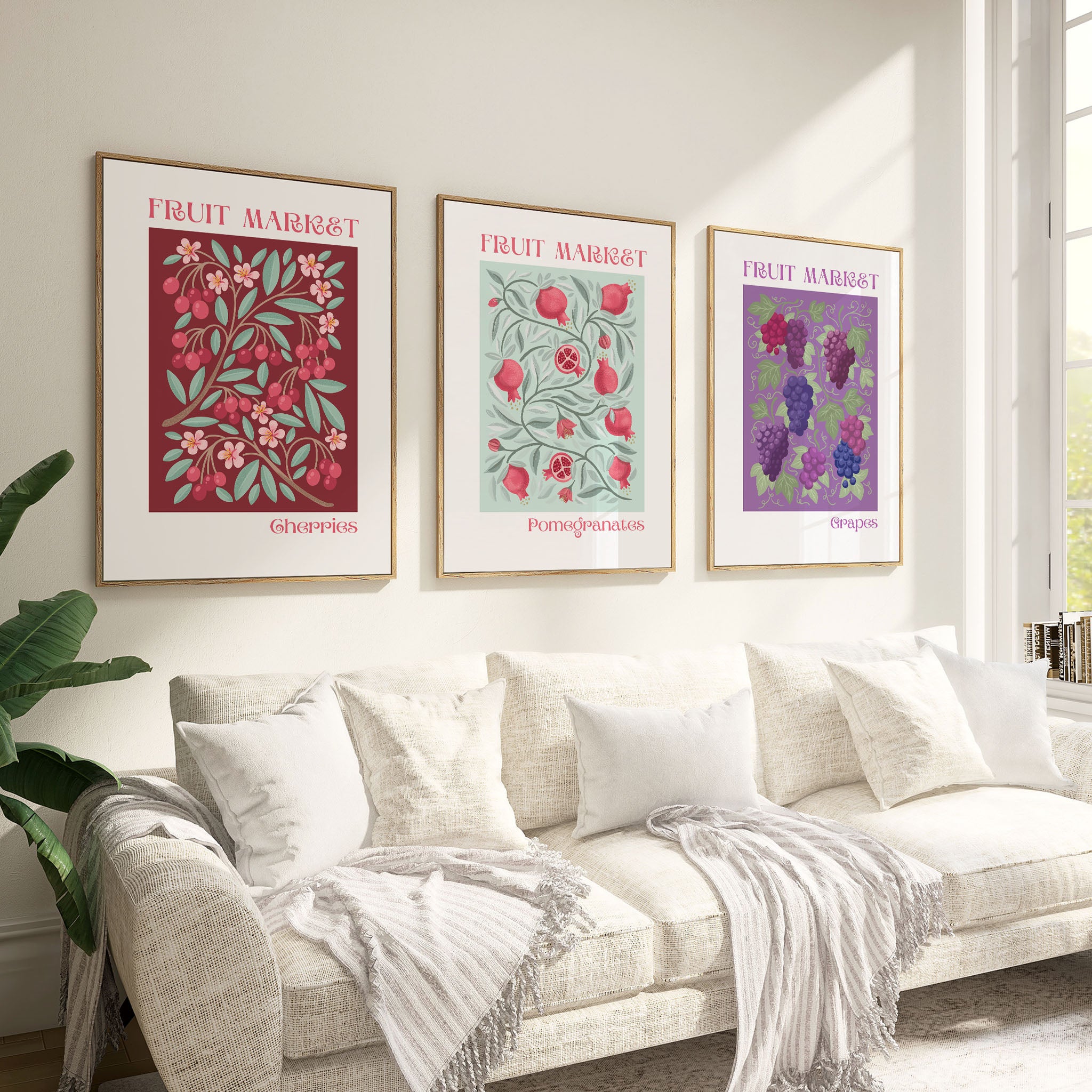 Pomegranate Fruit Market art print available in multiple sizes with Museum quality paper and inks. Pair with our other Fruit Market prints for a fruity gallery wall