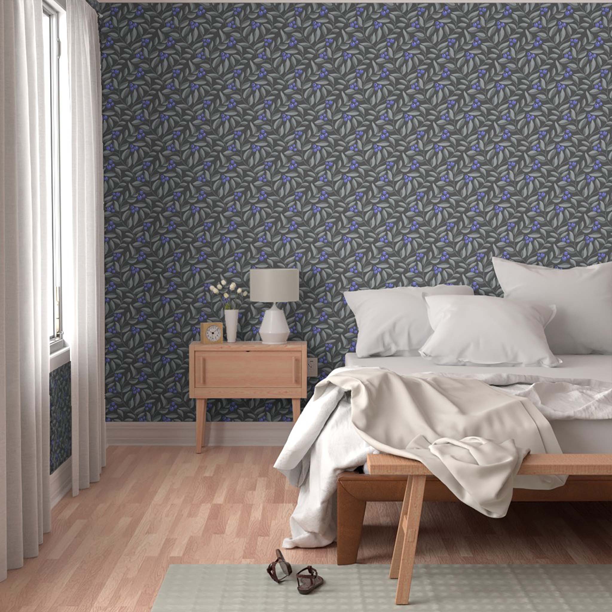 Blueberries on dark gray background wallpaper excellent for large walls