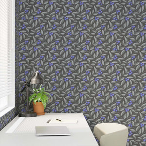 Blueberries on dark gray background wallpaper also presents a contemporary vibe.