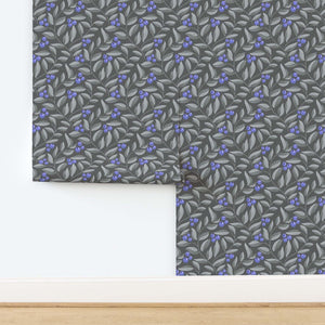 Blueberries on dark gray background wallpaper roll width