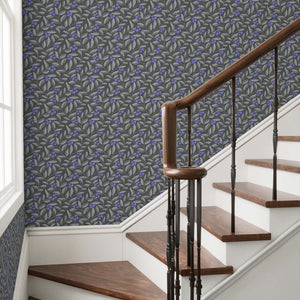 Blueberries on dark gray background wallpaper is an excellent choice for high traffic areas