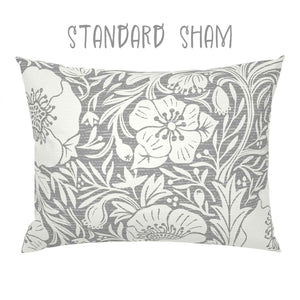 Poppies on gray background Standard Sham and King Sham