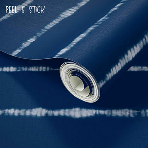Shibori Indigo Tie Dye Horizons Larger Pattern Peel & Stick Wallpaper