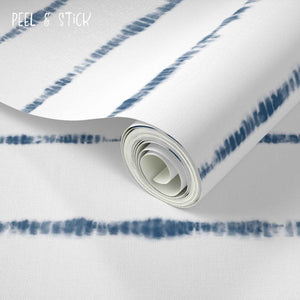 Shibori Indigo Tie Dye Horizons Larger Pattern Peel & Stick Wallpaper