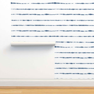 Shibori Indigo Tie Dye Horizons Larger Pattern Peel & Stick and Pre-Pasted Wallpaper roll width