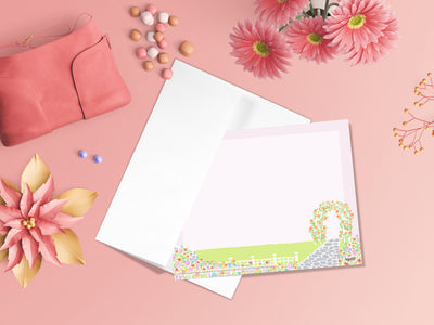 Mary's Garden Floral Note Cards. 4.25 x 5.5 inches. 10 Cards per pack