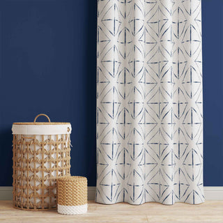50 inch wide tie dye patterned curtains extra large indigo diamond on white background. Order two to complete a window-scape.