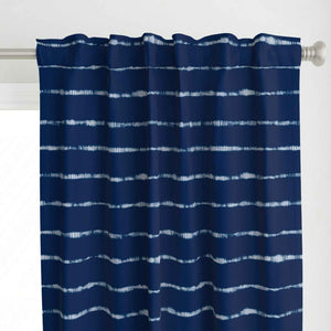 Top detail of the my indigo tie dye pattern curtain.