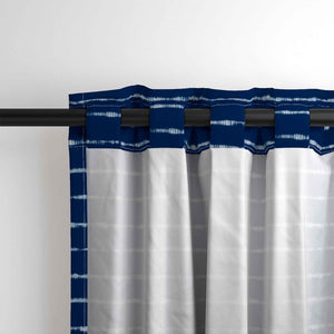 Back detail of the my indigo tie dye pattern curtain.