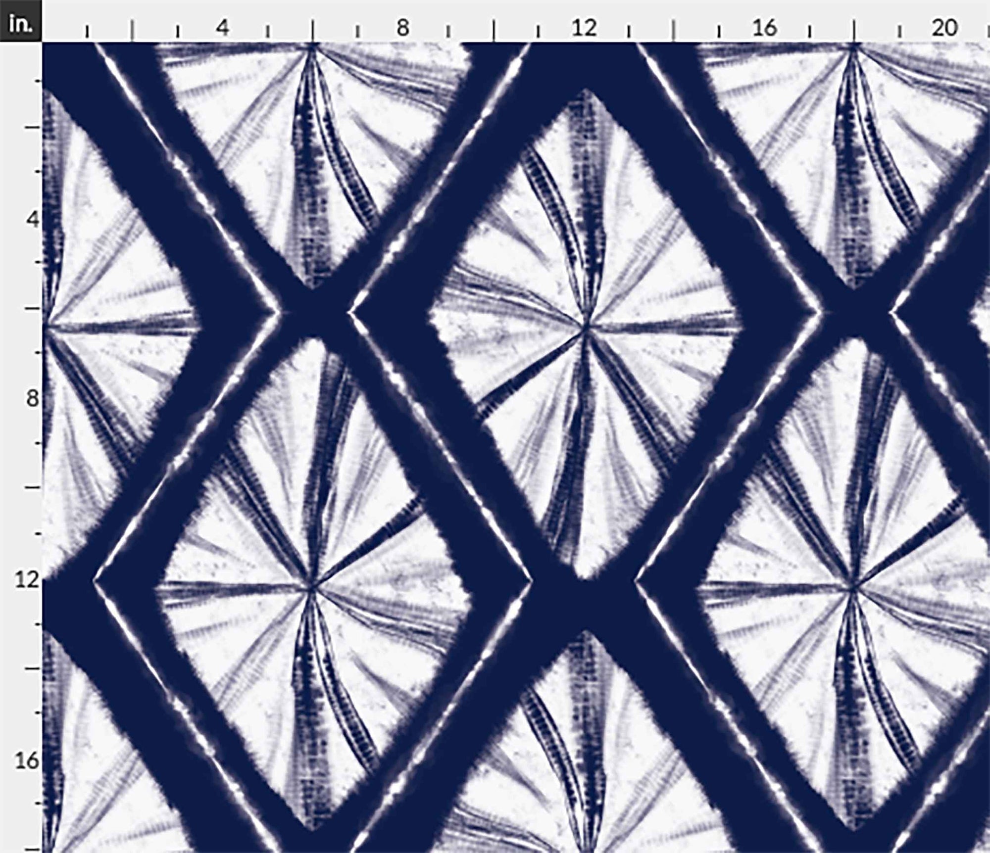 Shibori Indigo Tie Dye Diamonds Pattern Peel & Stick and Pre-Pasted Wallpaper scale example