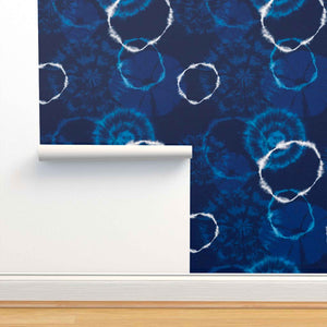 Shibori Indigo Tie Dye Dream Pattern Peel & Stick and Pre-Pasted Wallpaper roll width