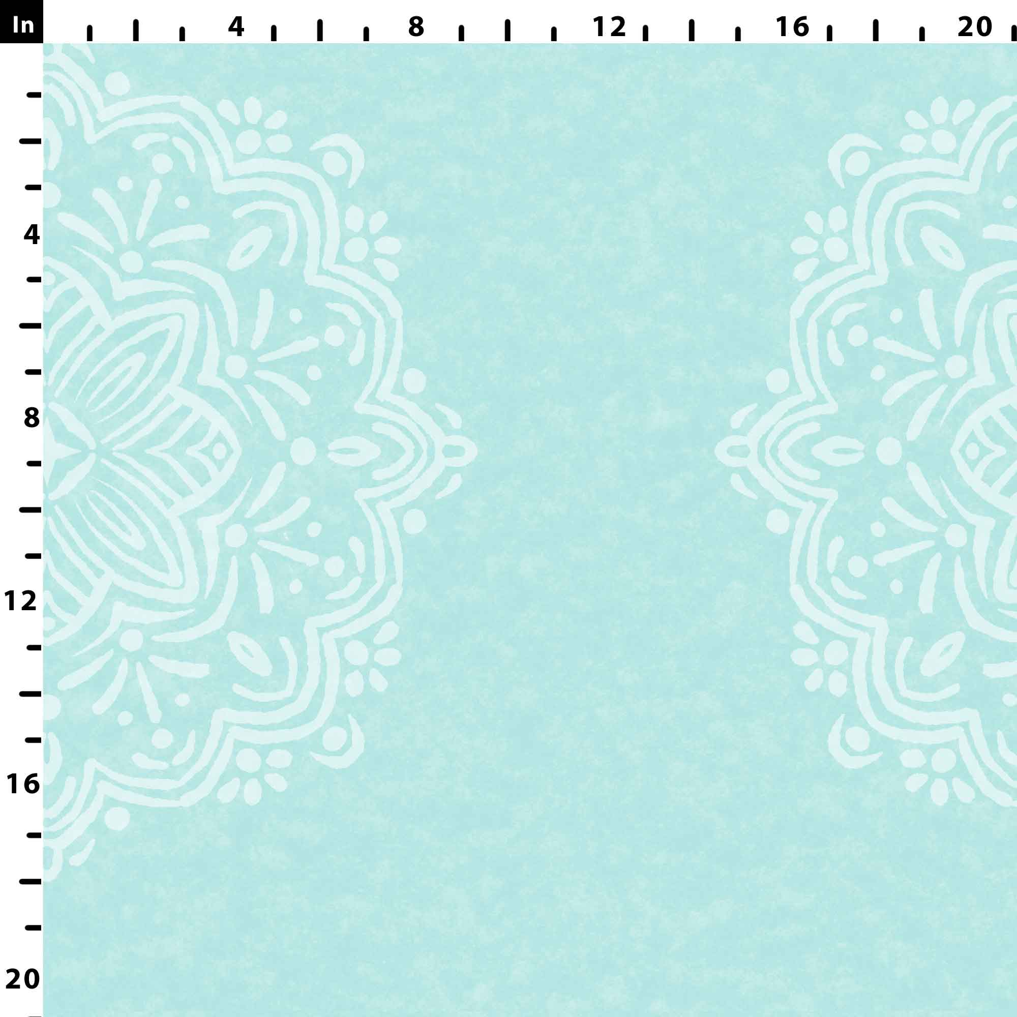 Simple Hand-Drawn Boho Mandalas on Aqua Background Removable Peel & Stick and Pre-Pasted Wallpaper - XL Size - Scale