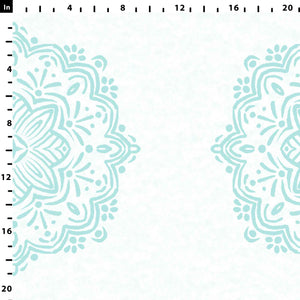 Hand-Drawn Aqua Boho Mandalas on White Watercolor Textured Background Removable Peel & Stick and Pre-Pasted Wallpaper - XL Size - Scale