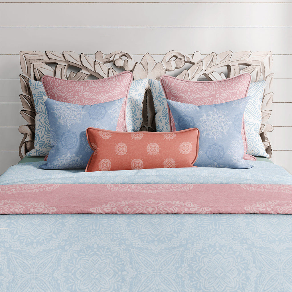 Mandala Blue Boho Bliss Cotton Bedding comes in Twin, Full/Queen, & King/Cal. King Sizes