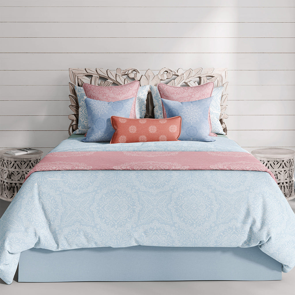 Mandala Blue Boho Bliss Cotton Bedding comes in Twin, Full/Queen, & King/Cal. King Sizes