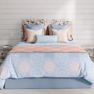 Mandala Peach Boho Bliss Pastel Cotton Bedding comes in Twin, Full/Queen, & King/Cal. King Sizes