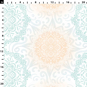 Boho Hand-drawn Mandalas in Pastel Aqua and Peach Removable Peel & Stick and Pre-Pasted Wallpaper Scale