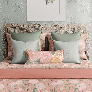 Mary's Garden Peonies Watercolor Bedding Set Close Up