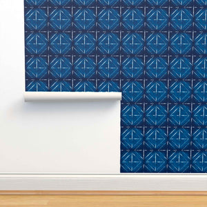  Shibori Indigo Tie Dye Midnight Smaller Pattern Peel & Stick and Pre-Pasted Wallpaper roll size