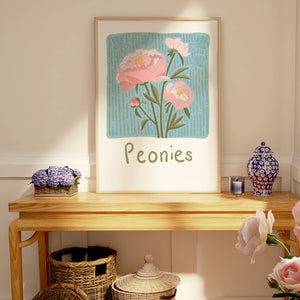 Precious Peonies Giclee Print Framed Example - All art is unframed