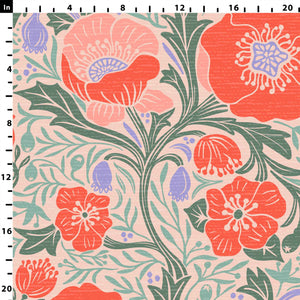 Scale of my Pink Poppy Pattern Pre-Pasted Removable Wallpaper.