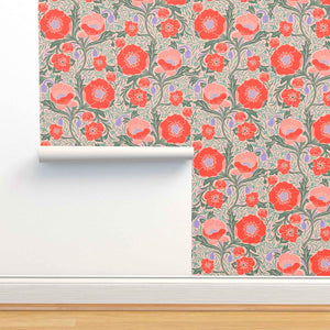 Roll width of my Red Poppy Pattern Wallpaper.