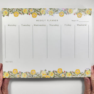 Weekly planner in our Yellow Poppy Flower Design. 11 x8.5 inches and 50 sheets of tear off pages.