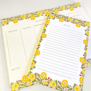 Yellow Poppy Flower Notepads are a perfect match to our Weekly Planner Notepad.