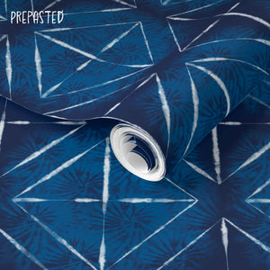  Shibori Indigo Tie Dye Midnight Smaller Pattern Pre-Pasted Wallpaper